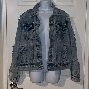 Distressed jean jacket